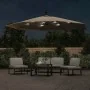 Sombrilla voladiza jardín con luces LED palo acero taupe 350 cm de , Sombrillas - Ref: Foro24-44526, Precio: 132,56 €, Descue...