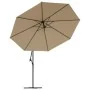 Sombrilla voladiza jardín con luces LED palo acero taupe 350 cm de , Sombrillas - Ref: Foro24-44526, Precio: 132,56 €, Descue...