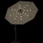 Sombrilla voladiza jardín con luces LED palo acero taupe 350 cm de , Sombrillas - Ref: Foro24-44526, Precio: 132,56 €, Descue...