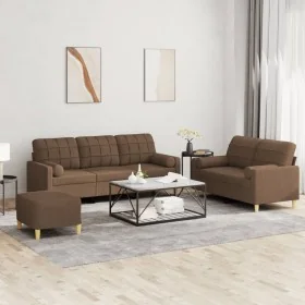 Juego de sofás con cojines 3 piezas tela marrón by , Sofas - Ref: Foro24-3201333, Price: 530,02 €, Discount: %