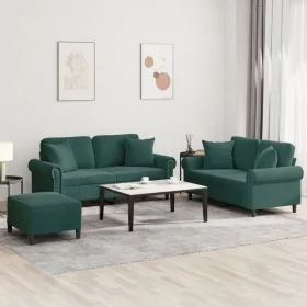 Juego de sofás con cojines 3 piezas terciopelo verde oscuro von , Sofas - Ref: Foro24-3202242, Preis: 606,11 €, Rabatt: %