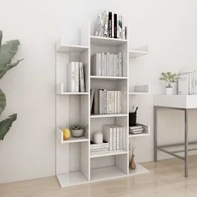 Librería de madera contrachapada blanco brillante 86x25,5x140cm de , Librerías y estanterías - Ref: Foro24-808906, Precio: 92...
