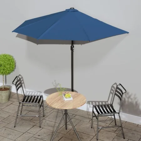 Sombrilla balcón semicircular palo aluminio azul 270x144x222 cm de , Sombrillas - Ref: Foro24-312501, Precio: 52,55 €, Descue...