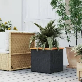Jardinera de ratán sintético negra 40x40x40 cm de , Maceteros y jardineras - Ref: Foro24-319414, Precio: 52,93 €, Descuento: %