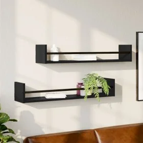 Estantes de pared con barras 2 unidades negro 80x16x14 cm de , Estantes y estanterías - Ref: Foro24-835439, Precio: 41,24 €, ...