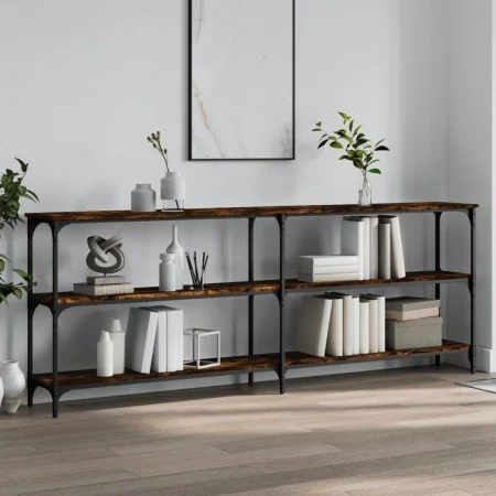 Mesa consola madera de ingeniería roble ahumado 200x29x75 cm by , Side tables - Ref: Foro24-834112, Price: 94,07 €, Discount: %