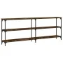 Mesa consola madera de ingeniería roble ahumado 200x29x75 cm by , Side tables - Ref: Foro24-834112, Price: 94,07 €, Discount: %