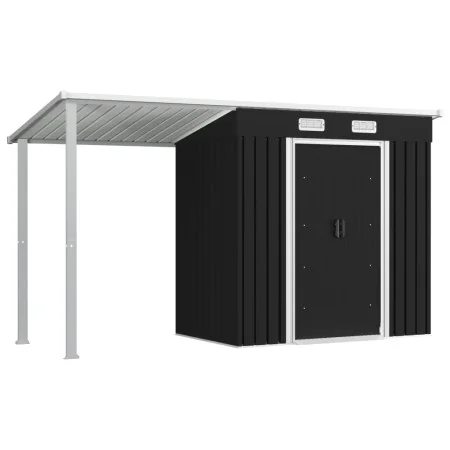 Cobertizo jardín con tejado extendido acero gris 346x121x181 cm de , Cobertizos - Ref: Foro24-144034, Precio: 473,38 €, Descu...