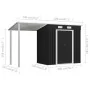 Cobertizo jardín con tejado extendido acero gris 346x121x181 cm de , Cobertizos - Ref: Foro24-144034, Precio: 473,38 €, Descu...