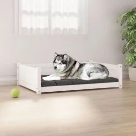 Cama para perros madera maciza de pino blanco 105,5x75,5x28 cm de , Camas para perros - Ref: Foro24-821463, Precio: 102,32 €,...