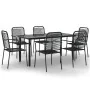 Juego de comedor jardín 7 pzas acero y cuerda de algodón negro de , Conjuntos de jardín - Ref: Foro24-3156537, Precio: 437,11...