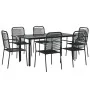 Juego de comedor jardín 7 pzas acero y cuerda de algodón negro de , Conjuntos de jardín - Ref: Foro24-3156537, Precio: 437,11...