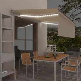 Toldo manual retráctil con persiana y LEDs 4,5x3 m color crema by , Awnings - Ref: Foro24-3069442, Price: 419,46 €, Discount: %