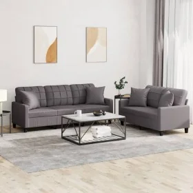 Juego de sofás con cojines 2 piezas cuero sintético gris de , Sofás - Ref: Foro24-3201390, Precio: 469,55 €, Descuento: %