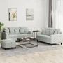 Juego de sofás con cojines 3 piezas terciopelo gris claro by , Sofas - Ref: Foro24-3201710, Price: 503,51 €, Discount: %