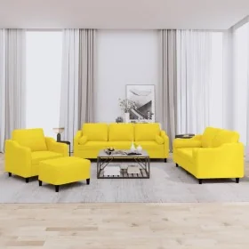Juego de sofás con cojines 4 piezas tela amarillo claro de , Sofás - Ref: Foro24-3201799, Precio: 622,51 €, Descuento: %