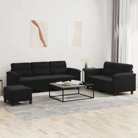 Juego de sofás con cojines 3 piezas tela microfibra negro de , Sofás - Ref: Foro24-3202347, Precio: 612,77 €, Descuento: %