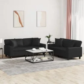Juego de sofás con cojines 2 piezas cuero sintético negro by , Sofas - Ref: Foro24-3201924, Price: 548,98 €, Discount: %