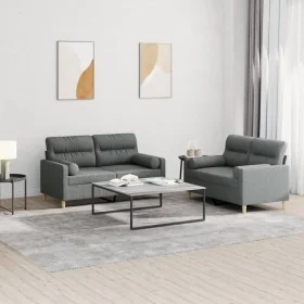 Juego de sofás con cojines 2 piezas tela gris oscuro by , Sofas - Ref: Foro24-3201585, Price: 433,93 €, Discount: %