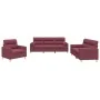 Juego de sofás con cojines 3 piezas tela rojo tinto by , Sofas - Ref: Foro24-3201558, Price: 629,60 €, Discount: %