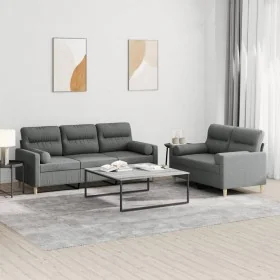 Juego de sofás con cojines 2 piezas tela gris oscuro by , Sofas - Ref: Foro24-3201617, Price: 507,78 €, Discount: %