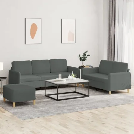Juego de sofás con cojines 3 piezas tela gris oscuro by , Sofas - Ref: Foro24-3202127, Price: 525,61 €, Discount: %