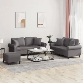 Juego de sofás con cojines 3 piezas cuero sintético gris von , Sofas - Ref: Foro24-3202167, Preis: 527,85 €, Rabatt: %