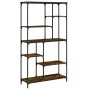 Estantería madera ingeniería acero roble ahumado 99x35,5x176 cm de , Librerías y estanterías - Ref: Foro24-835411, Precio: 89...