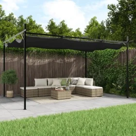Pérgola con cubierta retráctil gris antracita 395x292x230 cm de , Carpas y cenadores - Ref: Foro24-360119, Precio: 299,83 €, ...