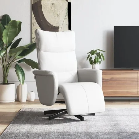 Sillón reclinable con reposapiés cuero sintético blanco de , Sillones - Ref: Foro24-356590, Precio: 216,89 €, Descuento: %
