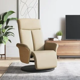 Sillón reclinable con reposapiés tela color crema de , Sillones - Ref: Foro24-356527, Precio: 240,37 €, Descuento: %