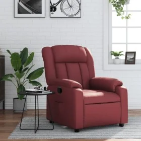 Sillón reclinable de cuero sintético rojo tinto de , Sillones - Ref: Foro24-373564, Precio: 254,11 €, Descuento: %
