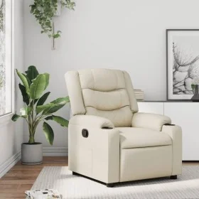 Sillón reclinable de cuero sintético crema de , Sillones - Ref: Foro24-374120, Precio: 262,40 €, Descuento: %