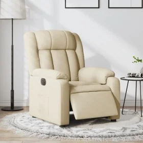 Sillón reclinable eléctrico de tela crema de , Sillones - Ref: Foro24-3205301, Precio: 278,49 €, Descuento: %