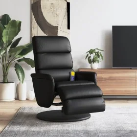 Sillón reclinable masaje con reposapiés cuero sintético negro de , Sillones - Ref: Foro24-356724, Precio: 281,76 €, Descuento: %