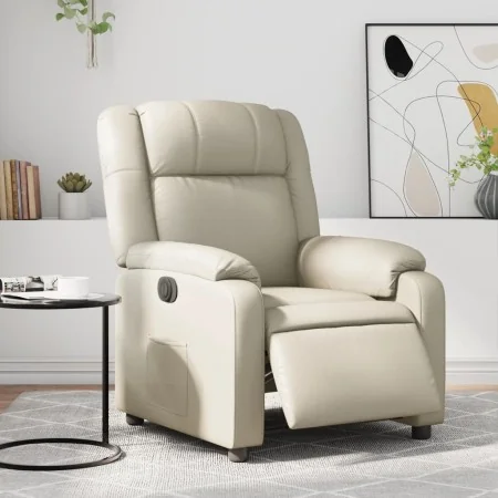 Sillón reclinable eléctrico de cuero sintético crema de , Sillones - Ref: Foro24-3205137, Precio: 293,64 €, Descuento: %