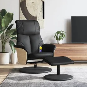 Sillón reclinable masaje con reposapiés cuero sintético negro de , Sillones - Ref: Foro24-356640, Precio: 203,28 €, Descuento: %