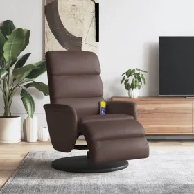 Sillón reclinable masaje con reposapiés cuero sintético marrón de , Sillones - Ref: Foro24-356726, Precio: 258,56 €, Descuent...