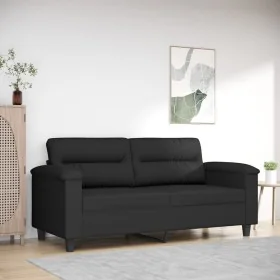 Sofá de 2 plazas de tela de microfibra negro 140 cm by , Sofas - Ref: Foro24-359564, Price: 300,88 €, Discount: %
