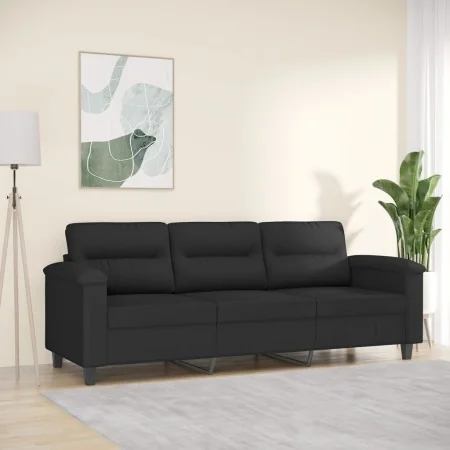 Sofá de 3 plazas de tela de microfibra negro 180 cm de , Sofás - Ref: Foro24-359570, Precio: 368,97 €, Descuento: %