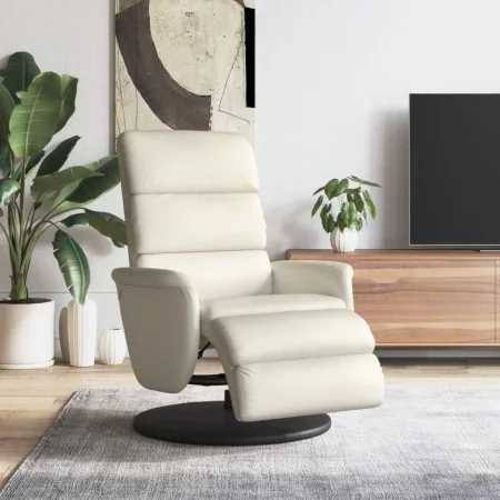 Sillón reclinable con reposapiés cuero sintético color crema de , Sillones - Ref: Foro24-356718, Precio: 239,14 €, Descuento: %