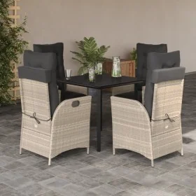 Set comedor de jardín 5 pzas cojines ratán sintético gris claro de , Conjuntos de jardín - Ref: Foro24-3213470, Precio: 609,3...