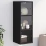 Mueble de pared con puertas de vidrio negro 35x37x100 cm de , Taquillas y armarios de almacenamiento - Ref: Foro24-836484, Pr...