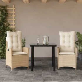 Set comedor de jardín 3 pzas con cojines ratán sintético beige by , Garden sets - Ref: Foro24-3213244, Price: 366,92 €, Disco...