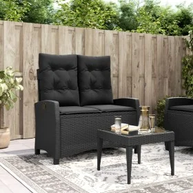 Sillón reclinable de jardín con cojines ratán sintético negro by , garden benches - Ref: Foro24-368226, Price: 194,24 €, Disc...