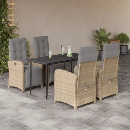 Set comedor de jardín 5 pzas con cojines ratán sintético beige de , Conjuntos de jardín - Ref: Foro24-3212586, Precio: 739,54...