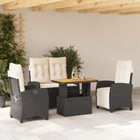 Juego comedor jardín 4 piezas con cojines ratán sintético negro de , Conjuntos de jardín - Ref: Foro24-3277384, Precio: 537,6...
