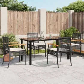 Set de muebles jardín 5 pzas con cojines ratán sintético negro by , Garden sets - Ref: Foro24-3213606, Price: 378,39 €, Disco...
