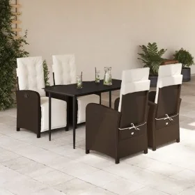Set comedor de jardín 5 piezas y cojines ratán sintético marrón de , Conjuntos de jardín - Ref: Foro24-3212544, Precio: 674,6...