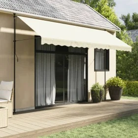 Toldo retráctil de tela y acero crema 400x150 cm de , Toldos - Ref: Foro24-368749, Precio: 93,23 €, Descuento: %